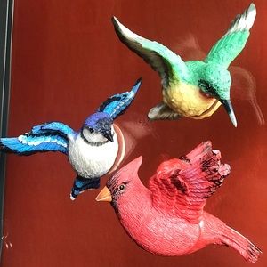 Set of 3 magnetic resin through window 3-d birds
